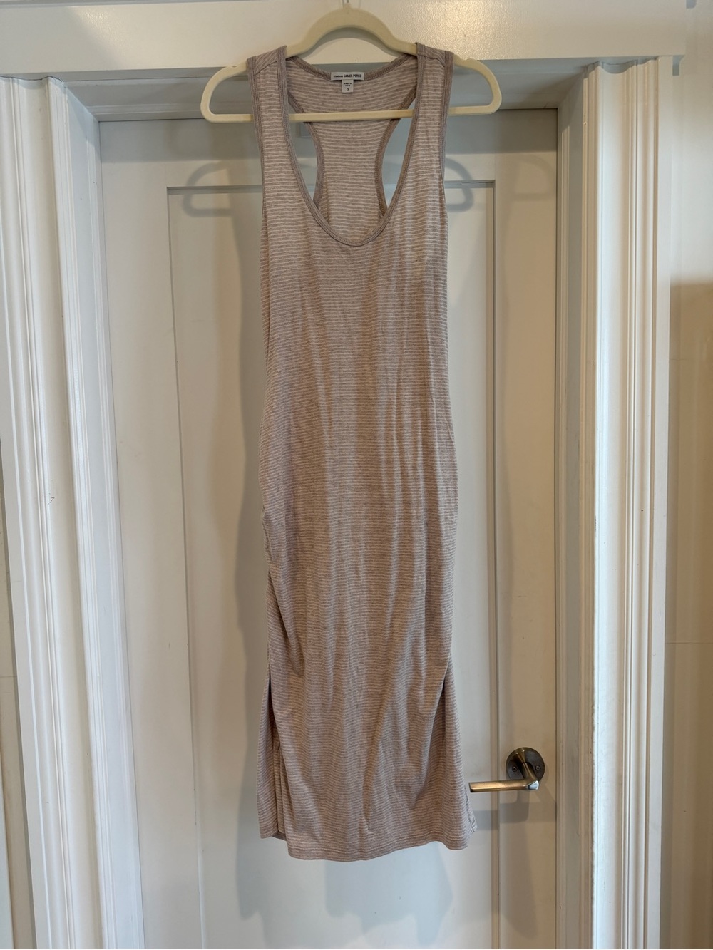 James Perse Racerback Striped Midi Dress - Taupe